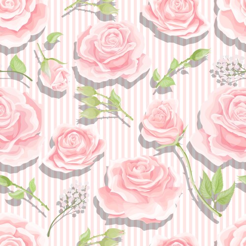 Pink roses seamless pattern with brushed Vector Image