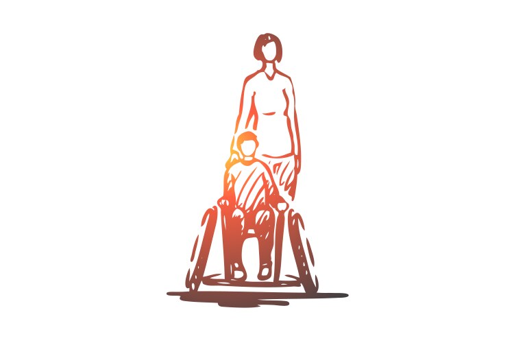 Disabled Child in Wheelchair Vector Image