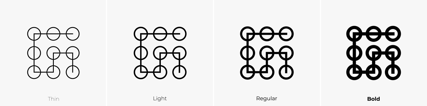 Lock Pattern Access Icon - Light, Regular, Bold vector image