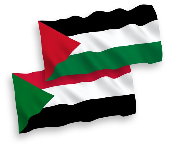 Sudan & Palestine Flags - White Background Vector Image