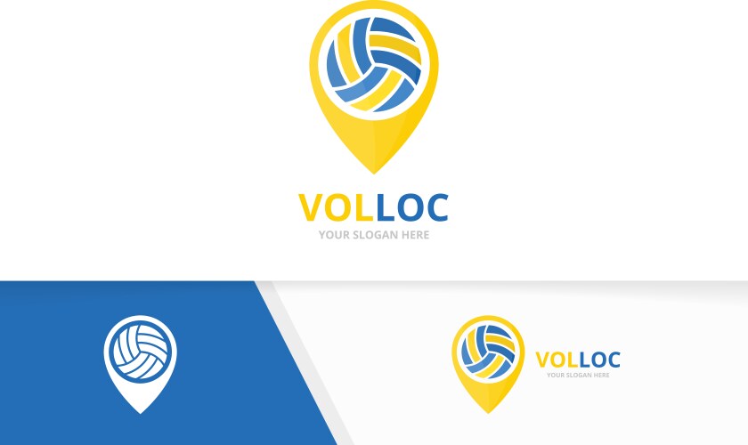 volleyball and map pointer logo combination vector image