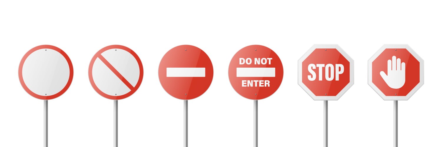 Red octagonal glossy prohibition stop sign Vector Image