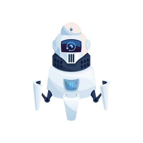 robot android with hands and interface on head vector image