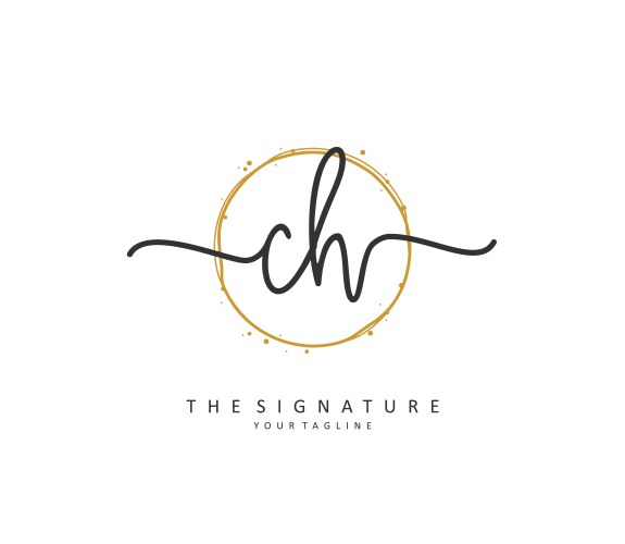 C h ch initial letter handwriting and signature Vector Image