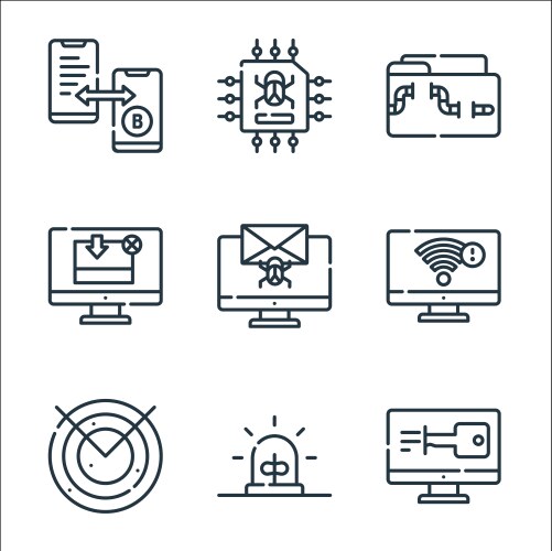 Hacker line icons linear set quality vektorbild