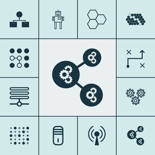Learning icons set collection of algorithm vector image
