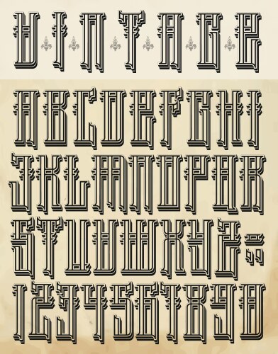 Vintage gothic typeface Royalty Free Vector Image