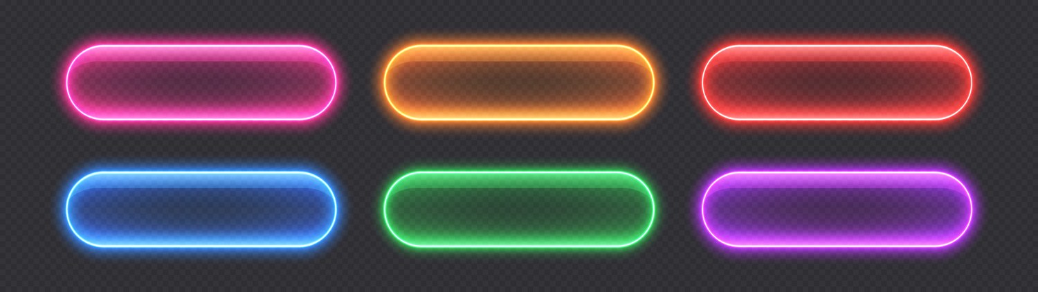 Neon Glass Buttons & Banners – Royalty-Free Vector | VectorStock