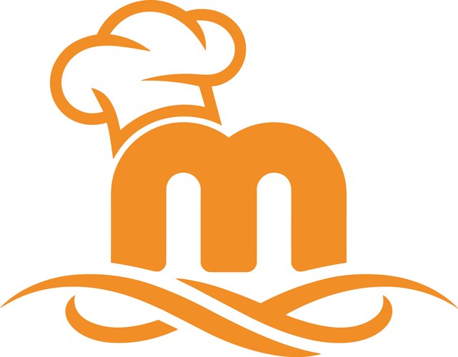 Orange Chef Hat & Letter M Logo Vector Image