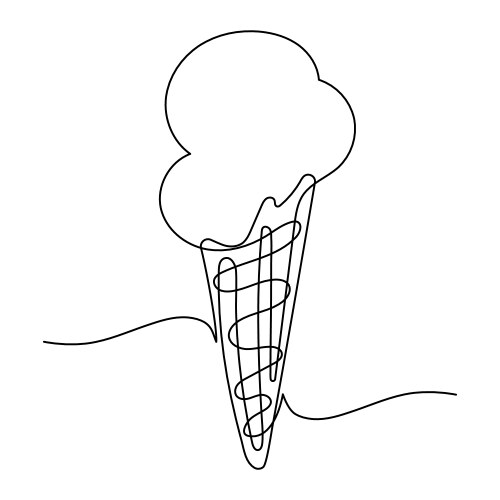 Outline ice cream in waffle cone with editable Vector Image