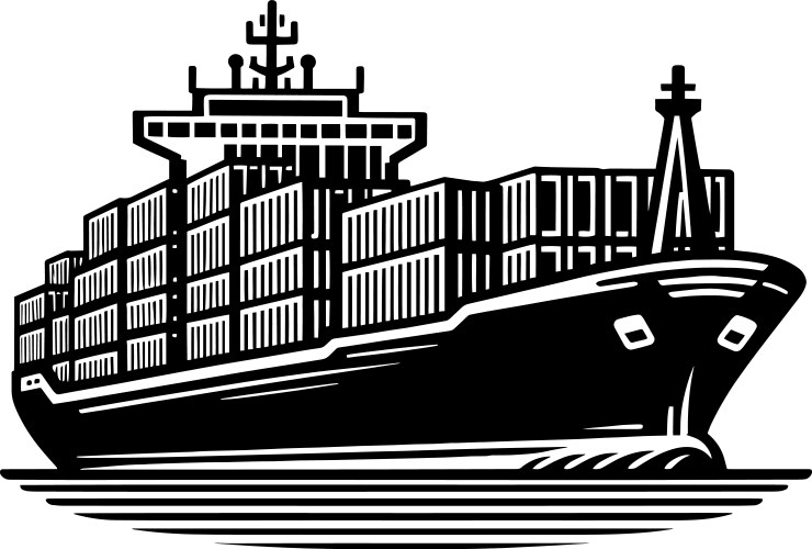 Cargo ship with containers isolated on a white Vector Image