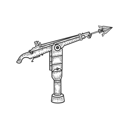 Harpoon cannon sketch Vector Image