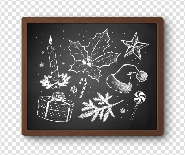 Chalked Christmas Winter Set Vector Image