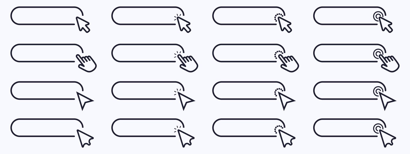 Click cursor set button with hand pointer clicking vektorbild