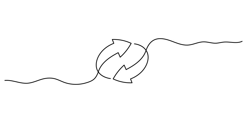 Continuous line design with arrows pointing vector image