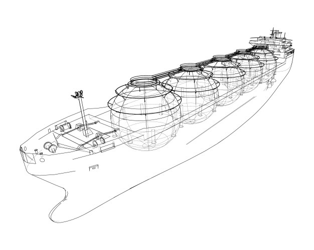 LNG Carrier - 3D Wireframe Rendering vector image