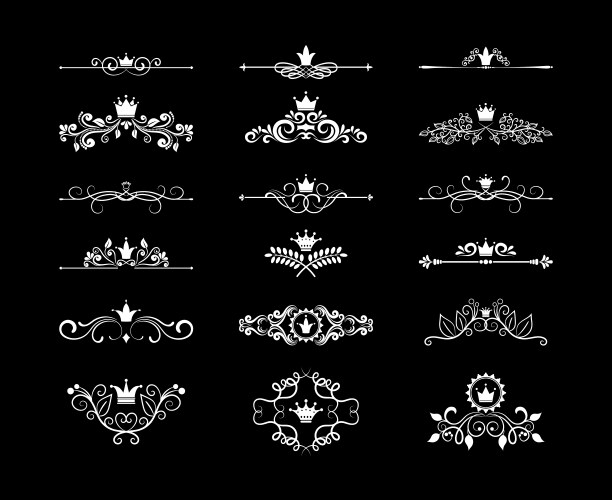 Vintage Floral & Royal Elements Vector Image