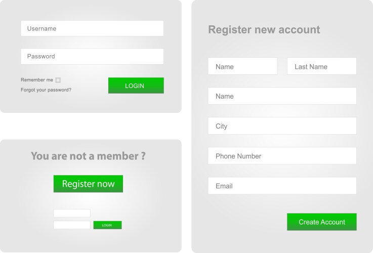 Login and Registration Web Form vector image