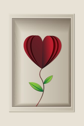 Red rose look like heart shape in the frame vector image