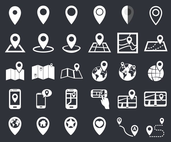 GPS Pointer Icon Set - Location Navigation vector image