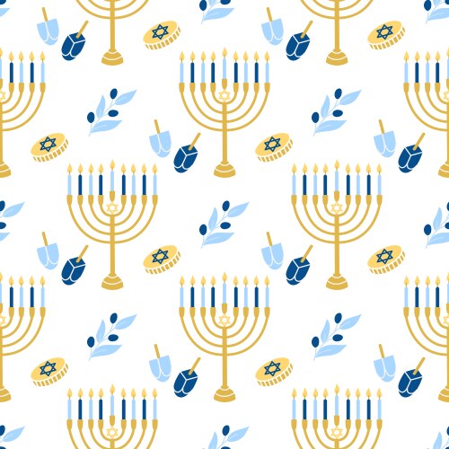 Hanukkah seamless pattern various object vector image