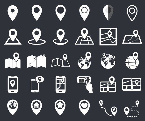 map pointer icon set gps location navigation vector