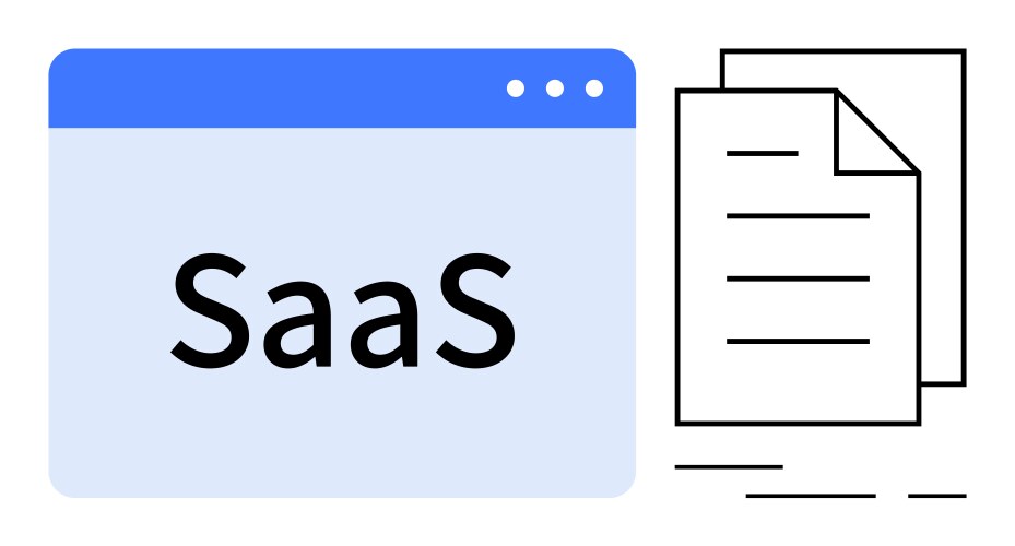 Saas browser window with documents representing vector image