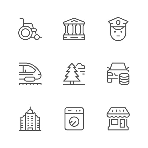 set line icons of public navigation vector image