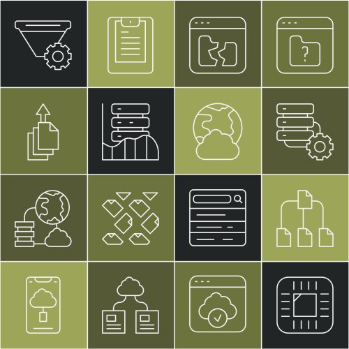 Set line processor with cpu folder tree server vector image