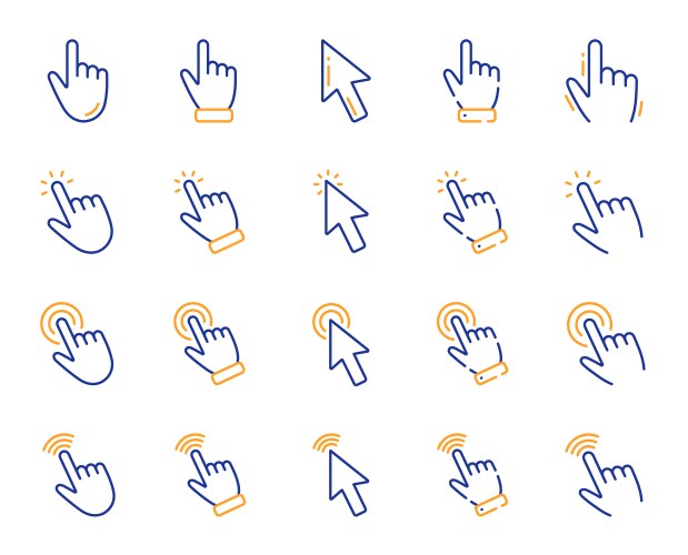 Click pointer line icons mouse cursor hand vector image