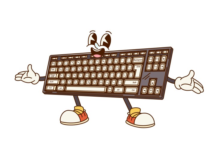 Retro Computer Keyboard Character vector image