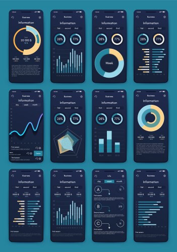 Different ui ux gui screens and flat web icons vector image