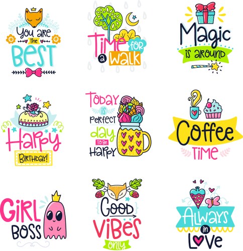 Doodle & Quote Posters Vector Image