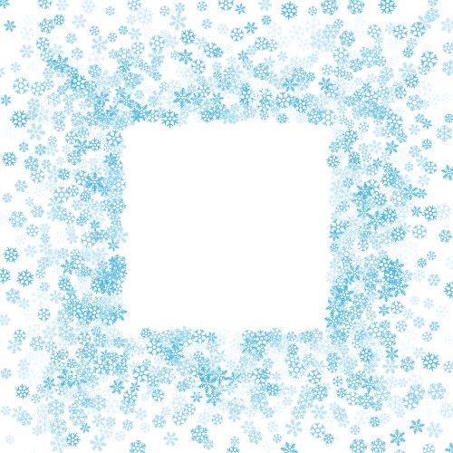 Frame or border of random scatter snowflakes vector image