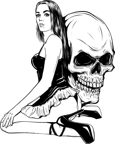 Girl with skeleton make up hand drawn vector image