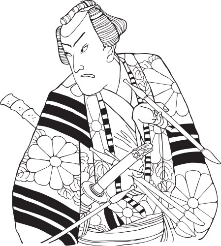 Japanese Samurai Warrior Vector Image