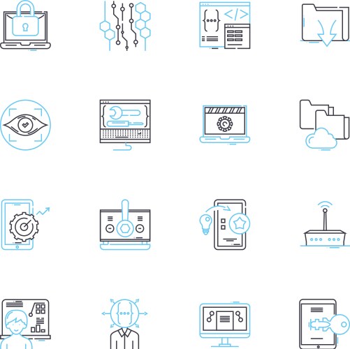 Computer nerk linear icons set ethernet lan vector image