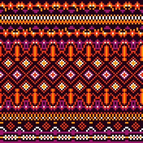 Ethnic pixel pattern embroidery folk tribal Vector Image