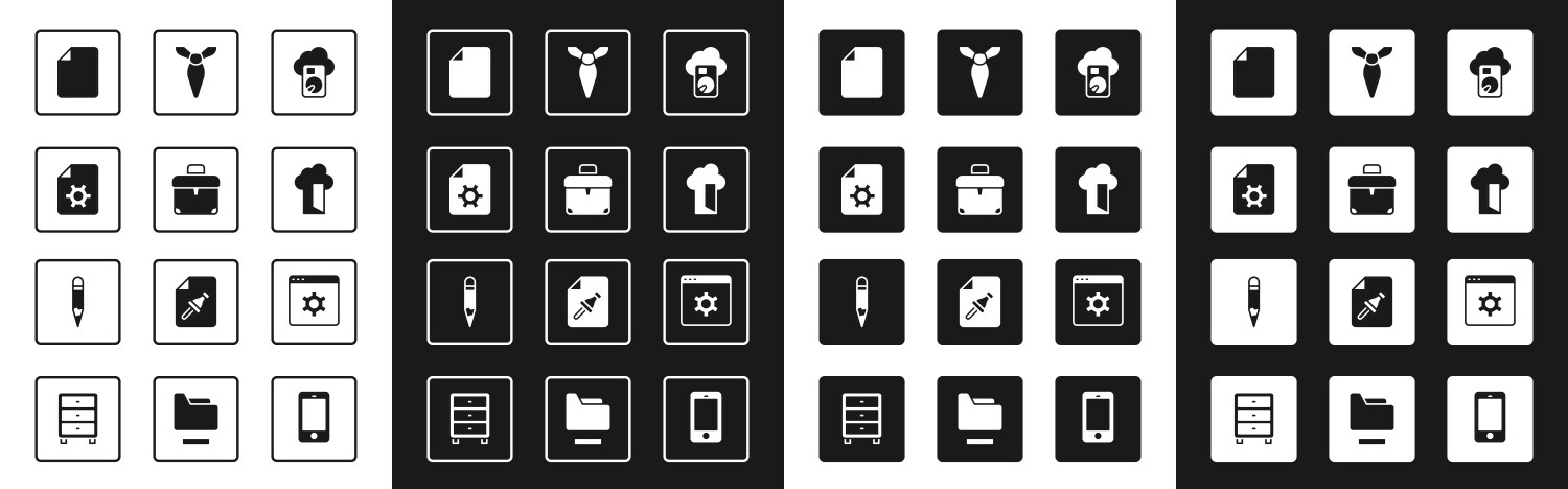 Set cloud database briefcase document settings vector image