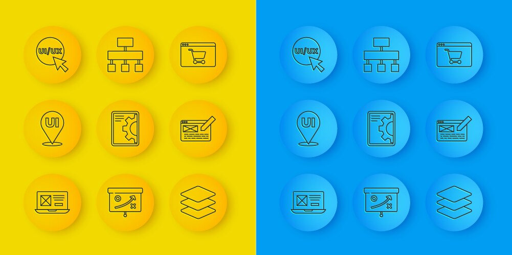 Set line ui or ux design web development layers vector image