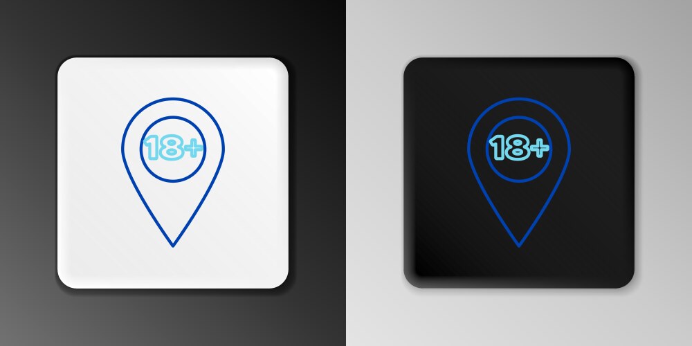 Line map pointer with 18 plus icon isolated vektorbild