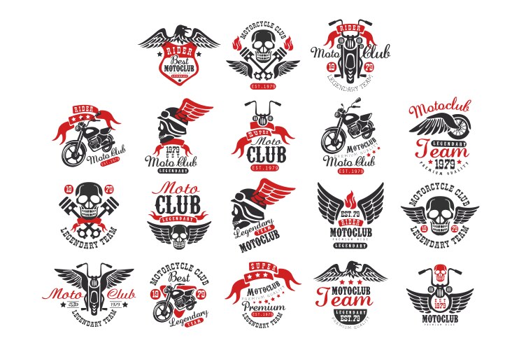 Vintage Motorcycle Club Logos Vector Image