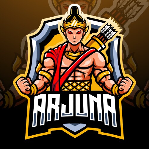 arjuna mascot e sports logo design vector image