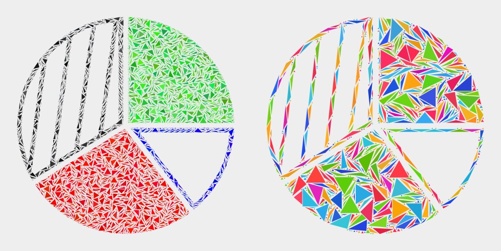 Pie chart mosaic icon triangle items vector image