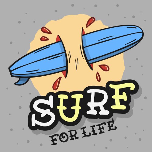 Surfing surf themed with surfboard longboard ha Vector Image