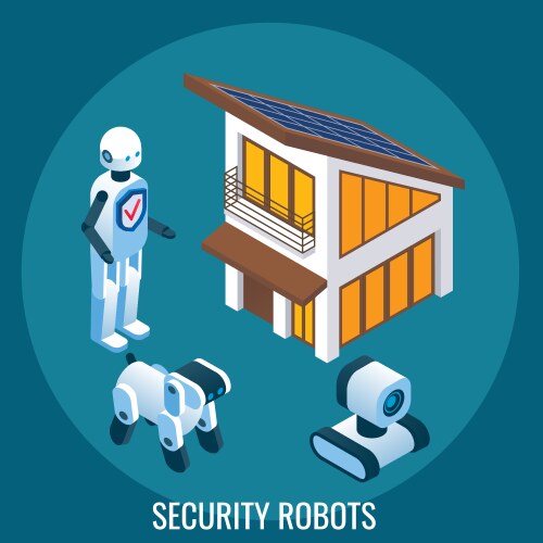 automated security and surveillance robots vector image