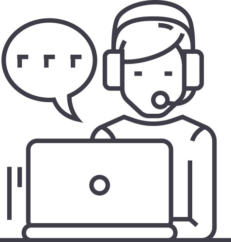 Supportcustomer serviceman with computer vector image