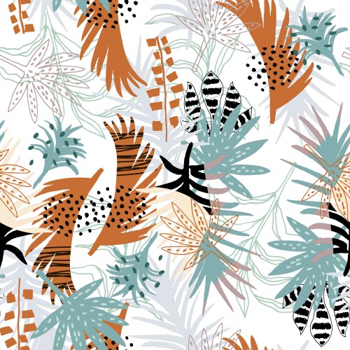 Seamless jungle pattern with abstract hand drawn Vector Image