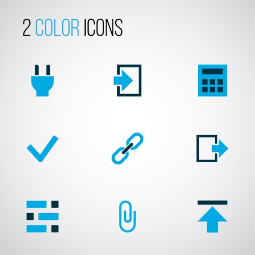 User icons colored set with checkmark exit link vector image
