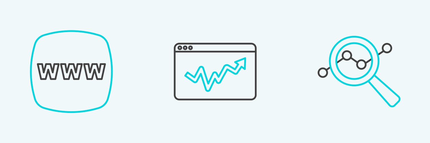 Set line search data analysis website template vector image